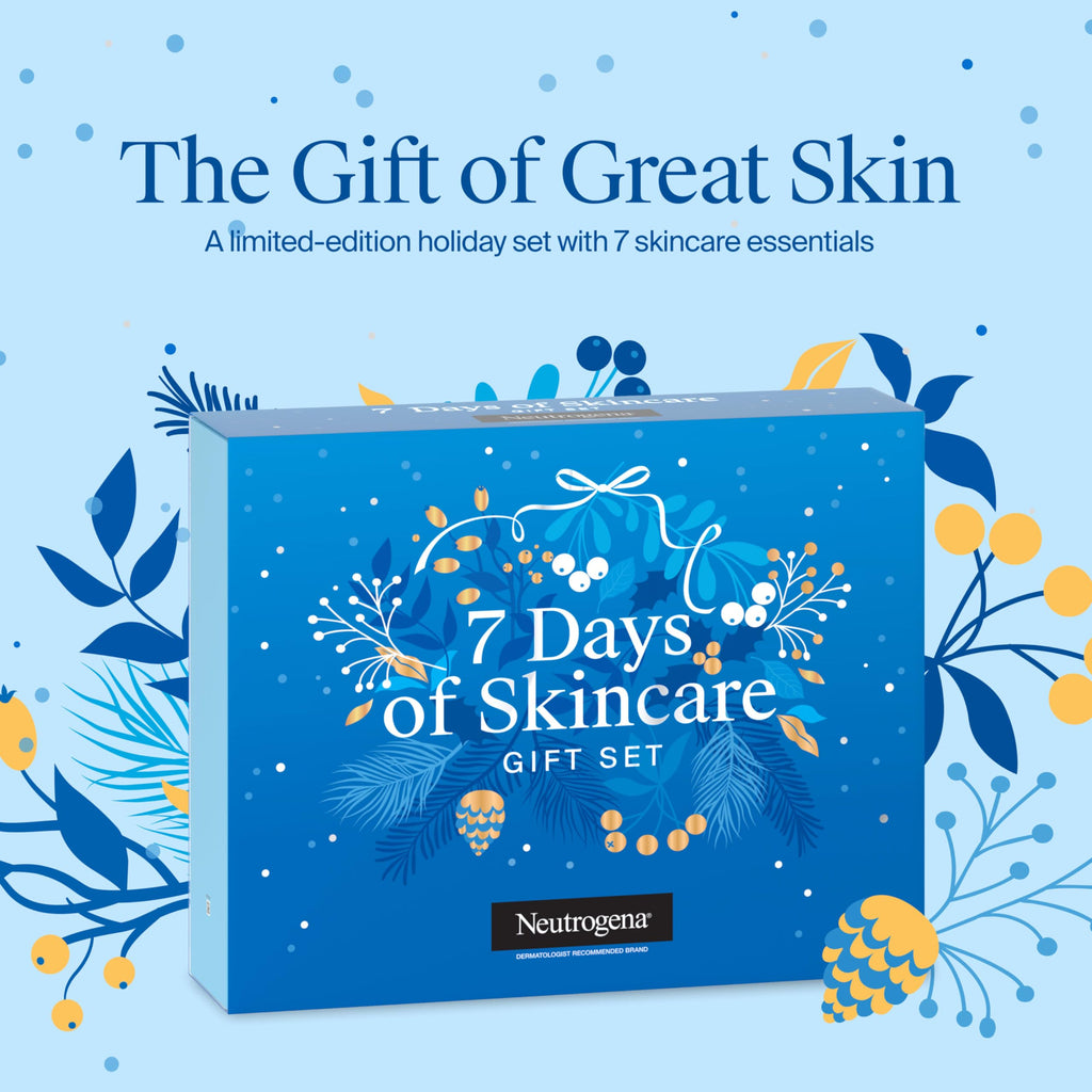 Neutrogena 7 Days of Skincare Set ($56.00 Value), Daily Skin Care Essentials – Face Wash, Facial Moisturizer, Makeup Remover Wipes, Pimple Patches & More, 7 Full & Travel Size Toiletries