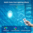 SURAIELEC 10" LED Pool Lights for Inground Pool, 12V AC Waterproof Color-Changing Pool Light with Remote, 300W Equivalent, RGB Colors & Dynamic Effects, Fits Pentair, Hayward, Jandy Niches, 50 Feet