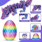 Ivrmtal 4PCS 3D Printed Dragon Eggs with Dragon Inside, Mini Articulated Crystal Dragons Toys for Kids & Adults 3D Print Small Dinosaur Eggs Christmas Stockings Easter Gifts for Kids Boy Girls