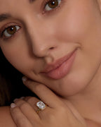 Michooyel 18K Gold Plated Emerald Cut 4ct Engagement Ring Cubic Zirconia Sterling Silver Women's Ring Wedding Ring Promise Ring
