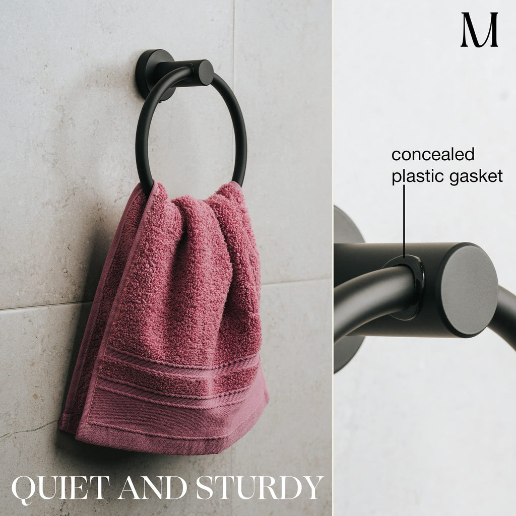 Marmolux Acc 2 PCS Matte Black Bathroom Hardware Set - Hand Towel Holder for Bathroom Wall + Black Toilet Paper Holder Wall Mount | Towel Holder Hanger Rack Stainless Steel Bathroom Set - Towel Rack