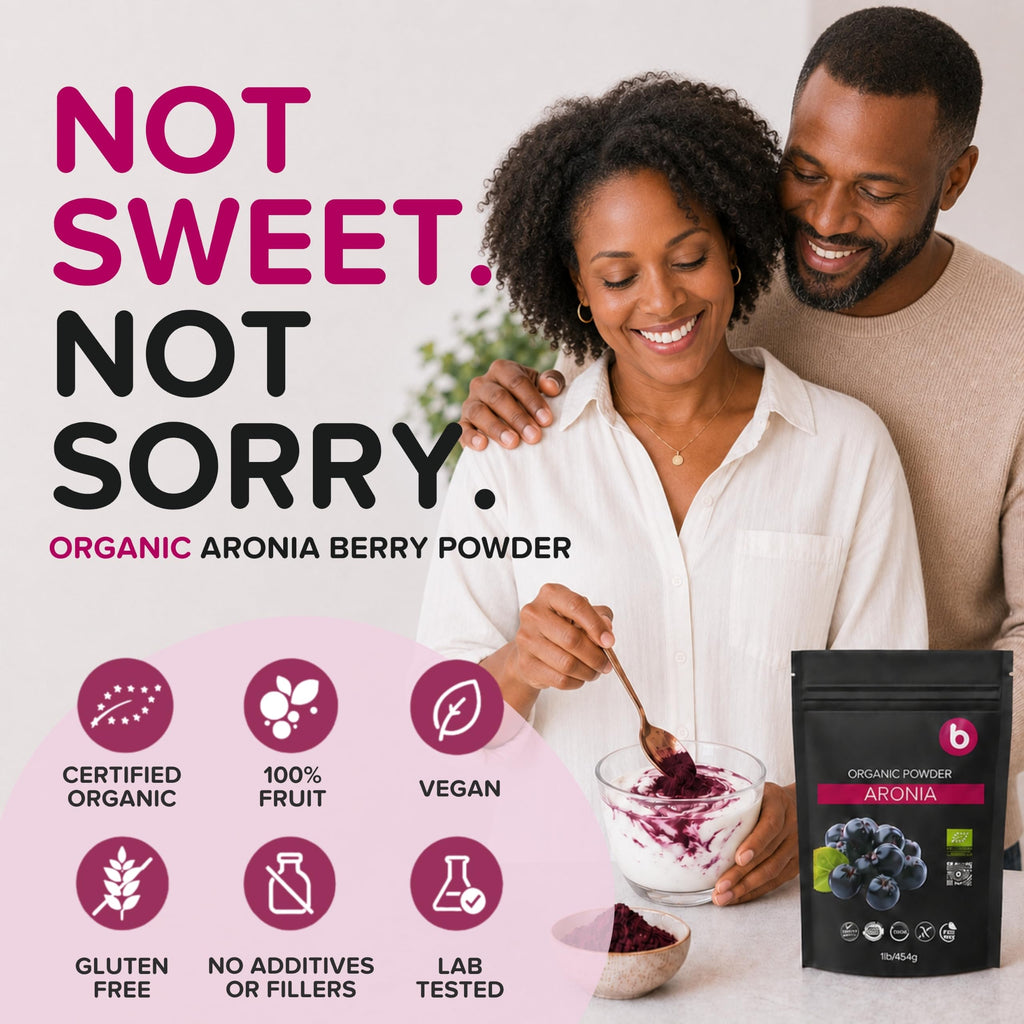 Natural Aronia Berry Powder - Black Chokeberry Superfood High in Anthocyanins & Polyphenols - Supports Immune System - Raw Chokeberries Superfood - Aronia Berries - Vegan, Gluten-Free - 1lb