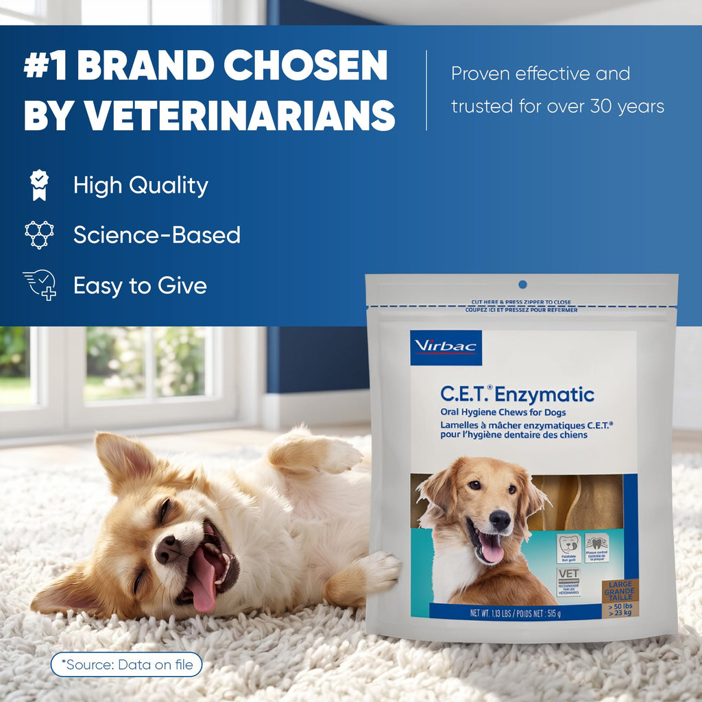C.E.T. Enzymatic Oral Hygiene Chews for Dogs, Tartar Control, Large