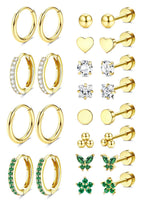 Jstyle Hypoallergenic Flat Back Earrings for Women Gold Earring Stacks 4