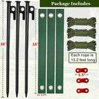 Tree Stakes and Supports, Heavy Duty Tree Stakes Kit Include 3Pcs Tree Straps for Staking, 3Pcs 16" Steel Spikes, and 39Ft Rope, Tree Supports for Young Tree Anti Strong Wind, Bad Weather