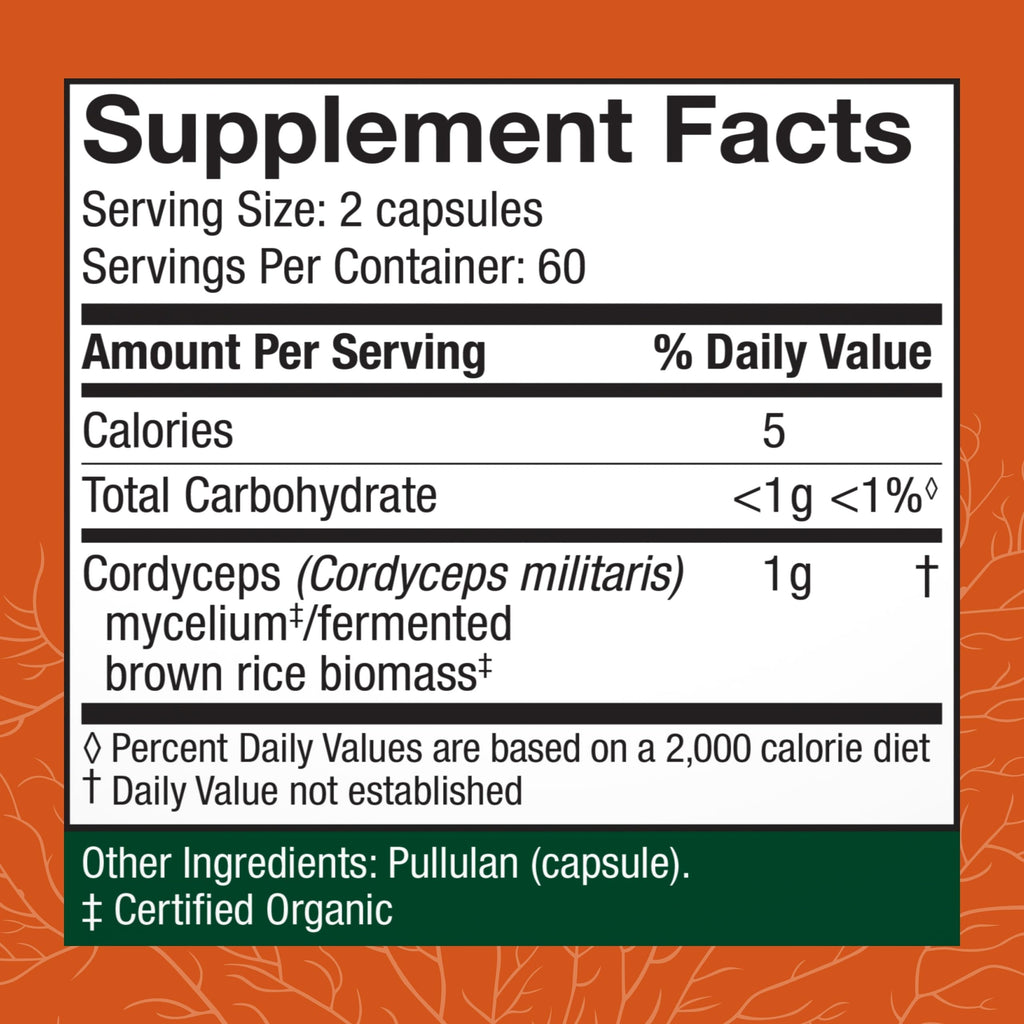 Host Defense Cordyceps Capsules - Immune & Energy Support Supplement - Kidney Health Supplement with Cordyceps - Fitness Support Supplement to Aid Oxygen Uptake - 120 Capsules (60 Servings)*