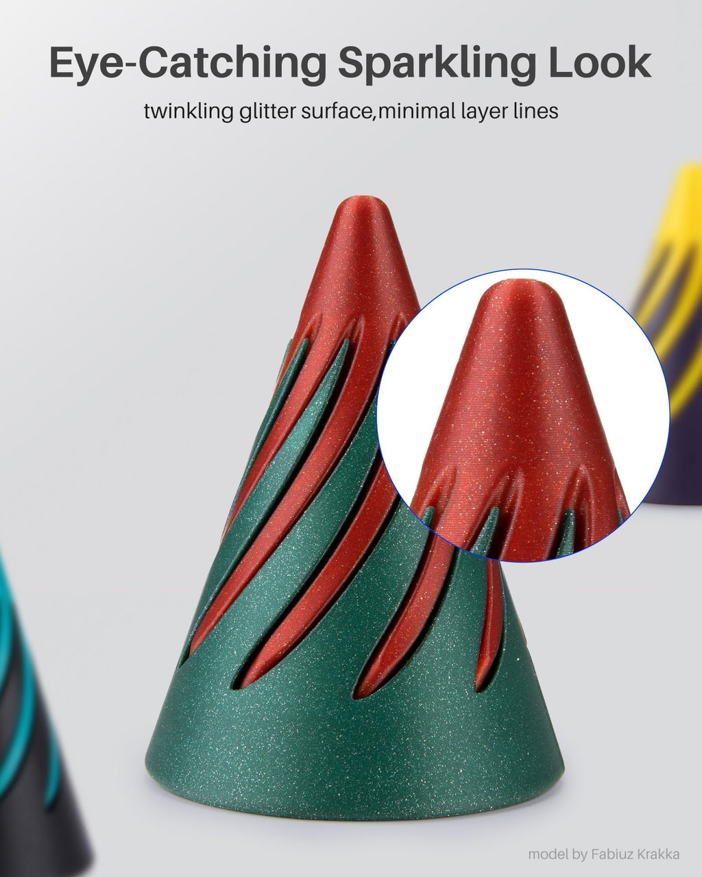 ELEGOO PLA Filament 1.75mm Sparkle Red 1KG, Glitter Twinkling 3D Printer Filament Dimensional Accuracy +/- 0.02mm, 1kg Spool(2.2lbs) Fits for Most FDM 3D Printers