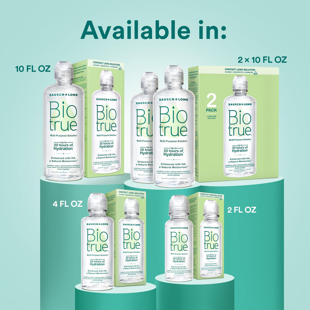 Biotrue Contact Solution, Multi-Purpose Solution with Lens Case, Cleans, Conditions, Hydrates, Disinfects, Removes Protein, Dirt & Debris, Contact Lens Cleaner & Storage, 10 Fl Oz (Pack of 1)