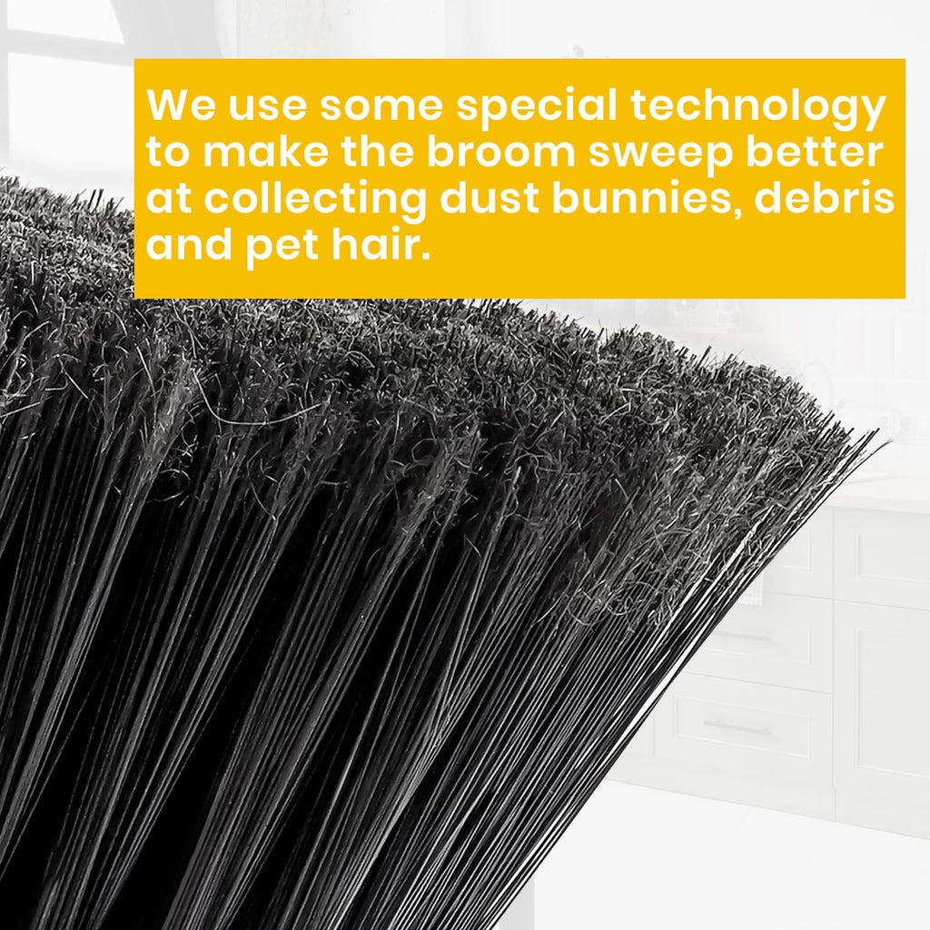Yellow Indoor Broom 54" Long Handle House Brooms for Floor Cleaning Sweeping Broom for Kitchen, Garage, Lobby, Patio and Garden