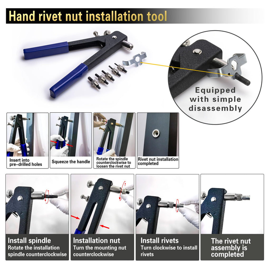 ASKWAY SAE Pressure Rivet Nut Tool Kit 530pcs, Aluminum Rivet Nut inch