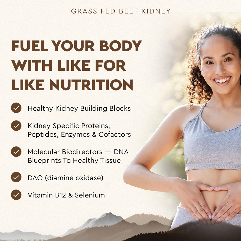 Ancestral Supplements Grass Fed Beef Kidney Supplement, 3000mg, DAO Enzyme Supplement, Kidney Support for Urinary and Histamine Health, Selenium, B12, Non GMO, 180 Capsules