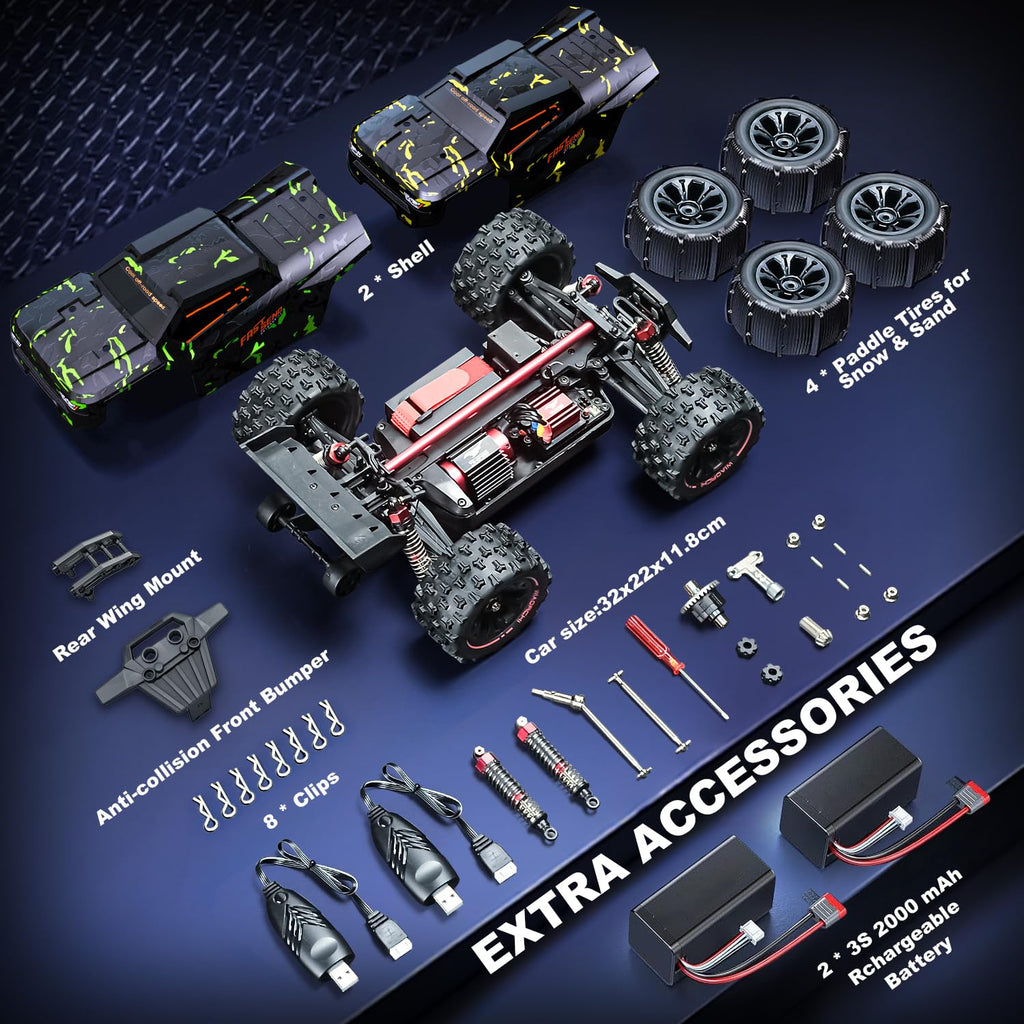 1/14 Brushless RC Cars for Adults Fast 50+ mph, RC Trucks 4x4 Offroad Waterproof, Electric Powered High Speed Remote Control Car, Fast Extreme All Terrain RC Truggy with 3S Battery for Snow Sand