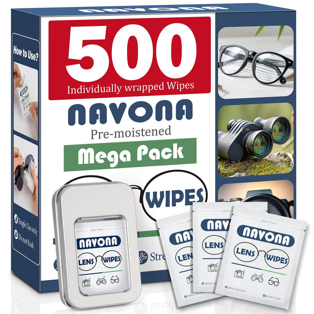 500 Count Lens Wipes for Eyeglasses – Pre-Moistened, Individually Wrapped Eyeglass Cleaning Wipes – Scratch-Free, Streak-Free Glasses Cleaner Wipes for Sunglasses & Camera Lens – Bulk Pack