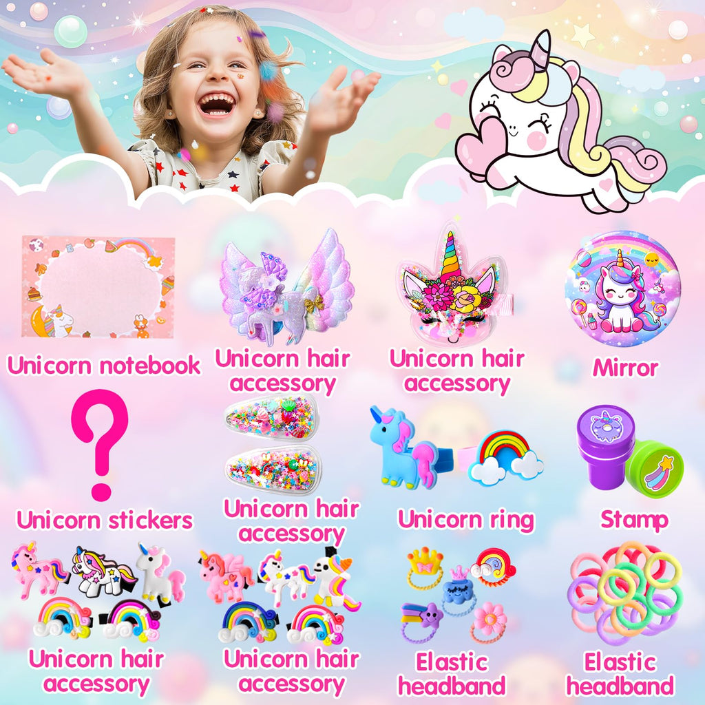 Unicorn Advent Calendar 2026 for Girls, Christmas Countdown Calendar for Kids, with 24 Days Xmas Surprise with Jewellery Bracelet Hair Accessories