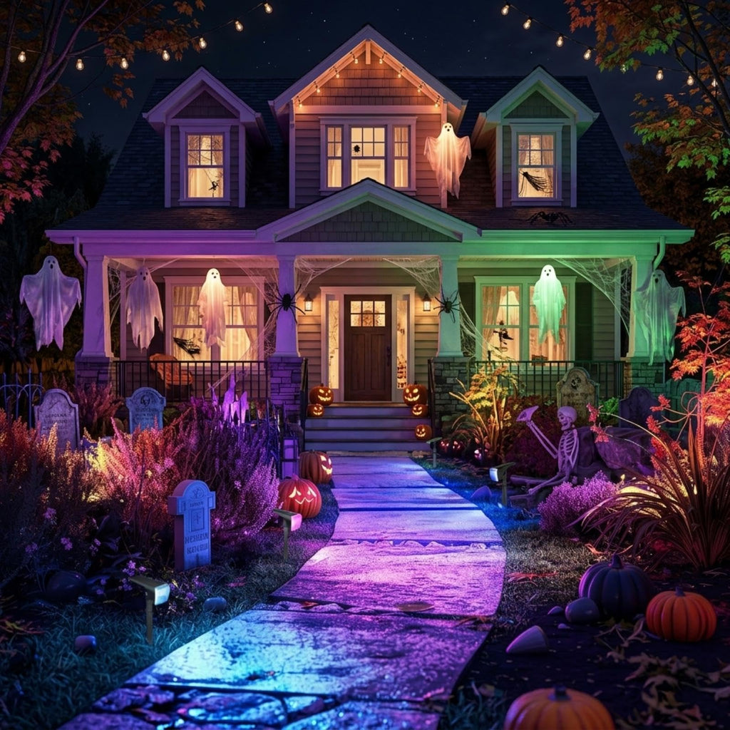 Linkind Halloween Solar Spot Lights Outdoor Waterproof Multicolor 4 Pack