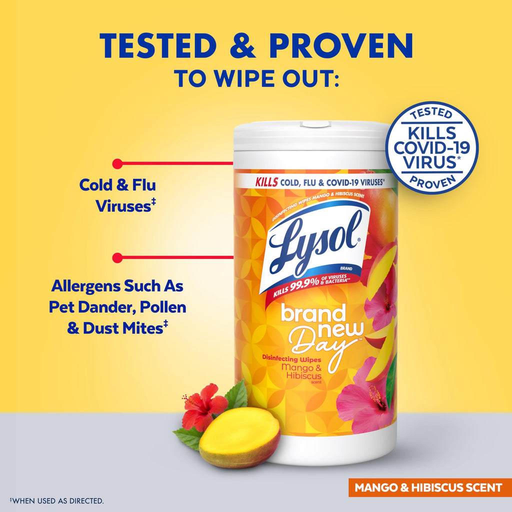 LYSOL Disinfecting Wipes, All Purpose Cleaner, Multi-Surface Antibacterial Cleaning Wipes, Household Cleaning Supplies, Dorm Essentials, Lavender + Mango Scents, 80 ct. (4 Pack)
