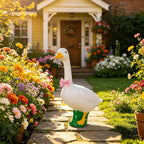 Stentec 23 Inch White Large Goose Garden Statue, Plastic Geese Figurine with Posable Adjustable Neck Design, Weatherproof for Yard Art Lawn Patio Porch Farmhouse Indoor Outdoor Home Decor