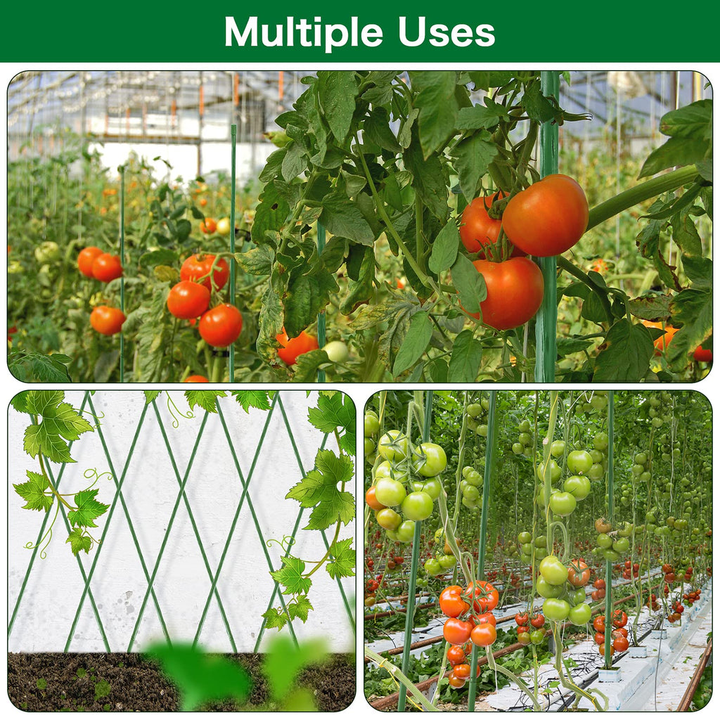 FEED GARDEN Garden Stakes 72 Inch 6ft 25 Pack, Sturdy Plant Metal Sticks Support, Plastic Coated Plant Stakes,Tomato Stakes, Beans,Trees