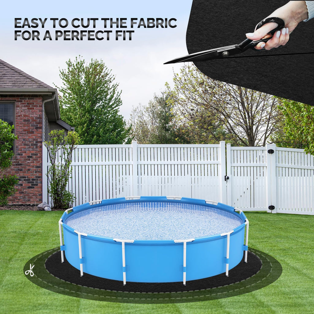 VINGLI 12 FT Pool Pad for Above Ground Pool, Upgraded Extra Thick Swimming Pool Liner Pad 12 FT Round, Prevent Punctures Weed Barrier, Under Pool Mat Pool Protection, Black