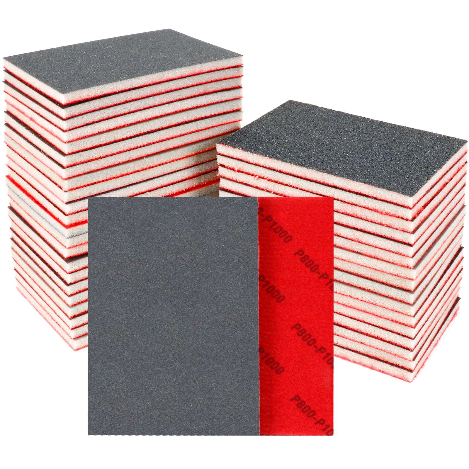 24 Pcs Sanding Sponge 800-1000 Grit, Washable & Reusable Sanding Blocks for Wood, Metal, Drywall, Glazing, Wet Dry Sandpaper for Smooth Finishing