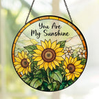 Sunflower Gifts for Women - You are My Sunshine Suncatcher, Birthday Gifts for Mom, Grandma, Mama, Step Mom, Mother in Law from Daughter Son - Sunflowers Suncatcher Stained Glass Window Hanging Decor