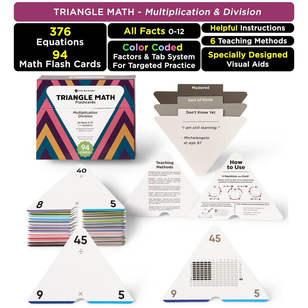 Ultimate Multiplication & Division Math Mastery Flash Cards Bundle: 711 Multiplication & Division Equations (All Facts 0-12) for Engaging 3rd-6th Grade Learning - Color-Coded, Graphic Illustrations