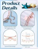 ORAZIO Toe Rings Ankle Bracelets for Women Rose Gold Adjustable Anklet