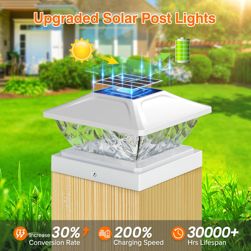ENSLI Solar Post Cap Lights Outdoor 6 Pack, 2 Mode Bright Fence Post Solar Lights Outdoor Waterproof, Deck Fence Post Cap Light Solar Powered for 4x4 4.5x4.5 5x5 Posts in Garden Decor