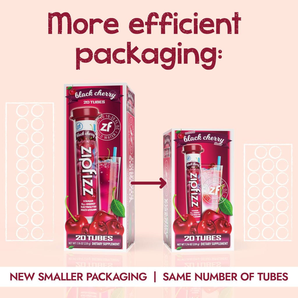 Zipfizz Energy Drink Powder, 20 Pack Electrolyte Mix with B12 -Black Cherry