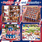 Geelin 60 Pcs Patriotic Gnomes Figurines Mini Red White Blue Gnomes Resin Ornament, Tiny Gnome Table Centerpieces Decorations for 250th Anniversary Independence Day Decor USA Party Favors