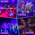 Akpgf 4 Pack 50W Black Light, LED Blacklight Flood Light with US Plug and Switch, Black Lights for Glow Party,Halloween,Body Painting,Birthday Party,Fluorescent Painting and Fluorescent Tapestry