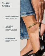 PAVOI Chunky Chain Anklet, 14K Gold Plated, Yellow Gold
