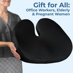 5 STARS UNITED Seat Cushion - Memory Foam Chair Cushion for Tailbone Pain Relief - Ergonomic Support for Coccyx, Sciatica & Butt - Office, Desk & Gaming Chair, Car Seat, Wheelchair, Black Suede