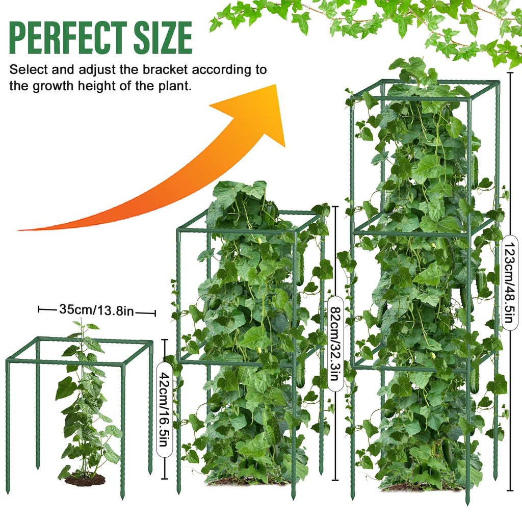 3 Pack Tomato Cages with Clips & Garden Wire, Outdoor Heavy Duty Steel Square Tomato Plant Support Stakes Garden Trellis for Climbing Plants Vegetables Flowers Fruits (41.5 Inch)