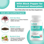Aclivia - Organic Irish Sea Moss Capsules with Bladderwrack & Burdock Root - 102 Minerals Sea Moss Supplement - Thyroid Support, Immune Boost - Non-GMO (60 Count)