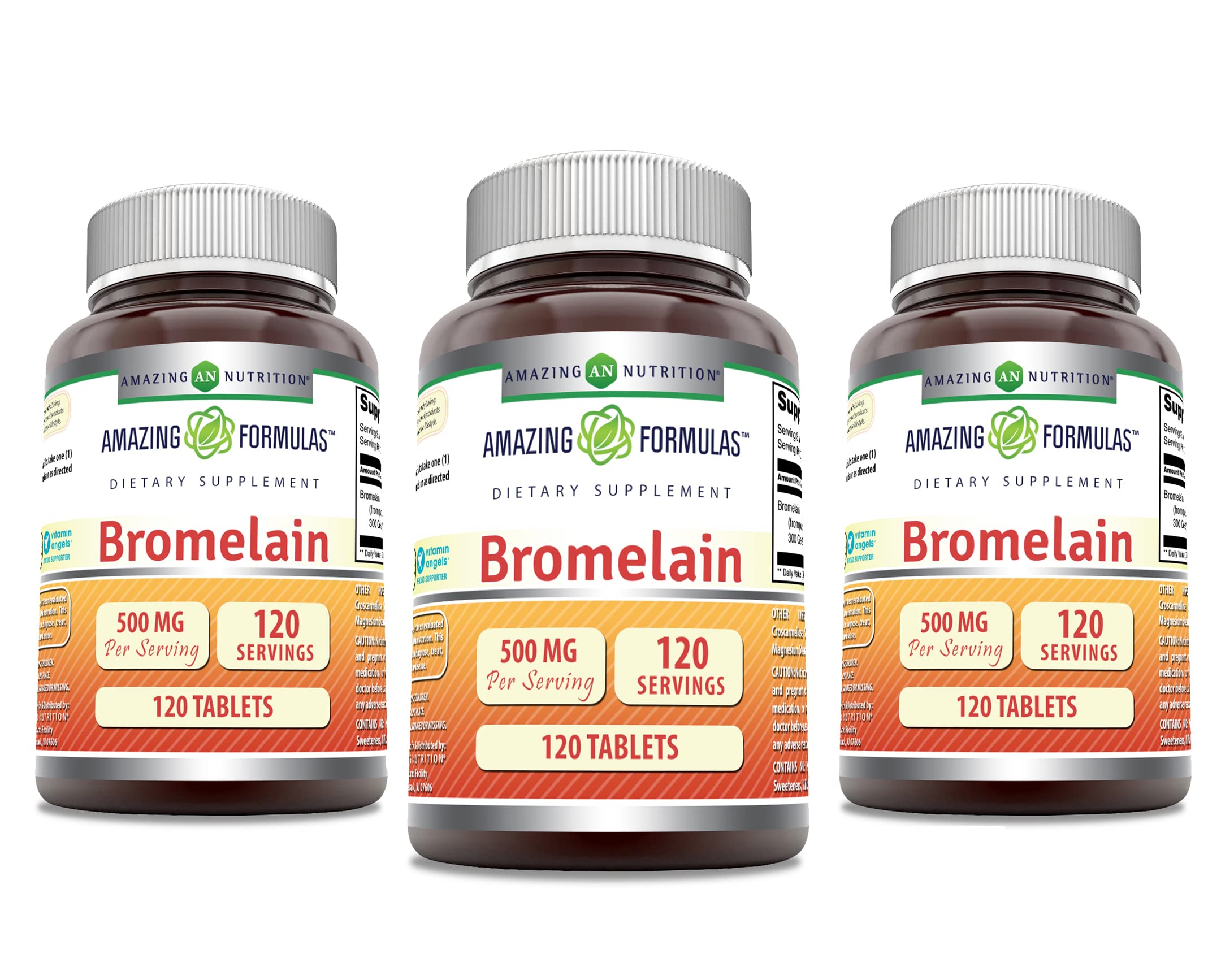 Amazing Formulas Bromelain 500 Mg | Tablets Supplement | Non-GMO | Gluten-Free | Made in USA (Pack of 3 | 120 Count)