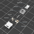 Mciepny Zhouwang White Shark Clicky Keyboard Switch,3pin Pre-Lubed Dustproof Key Switches Keyboard Clicker for 3D Prints and Mechanical Gaming Keyboard (108pcs)