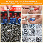 Comfylichi 66 Pcs Nut and Bolt Thread Checker - 34 Standard & 32 Metric, Detachable Bolt Size Finder Tool, Screw and Nut Identifier Thread Gauge Especially for Tight Spaces