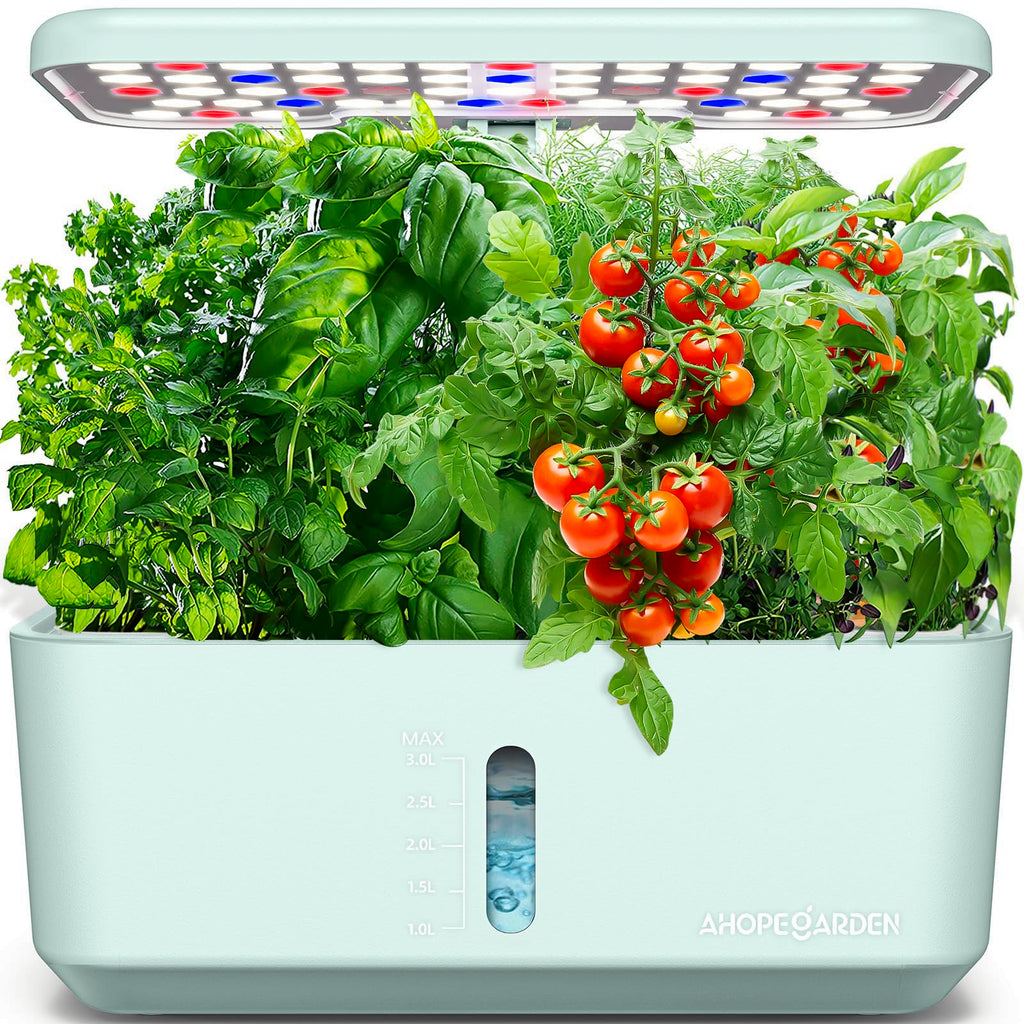 Ahopegarden Indoor Garden Hydroponics Growing System: 10 Pods Kit with LED