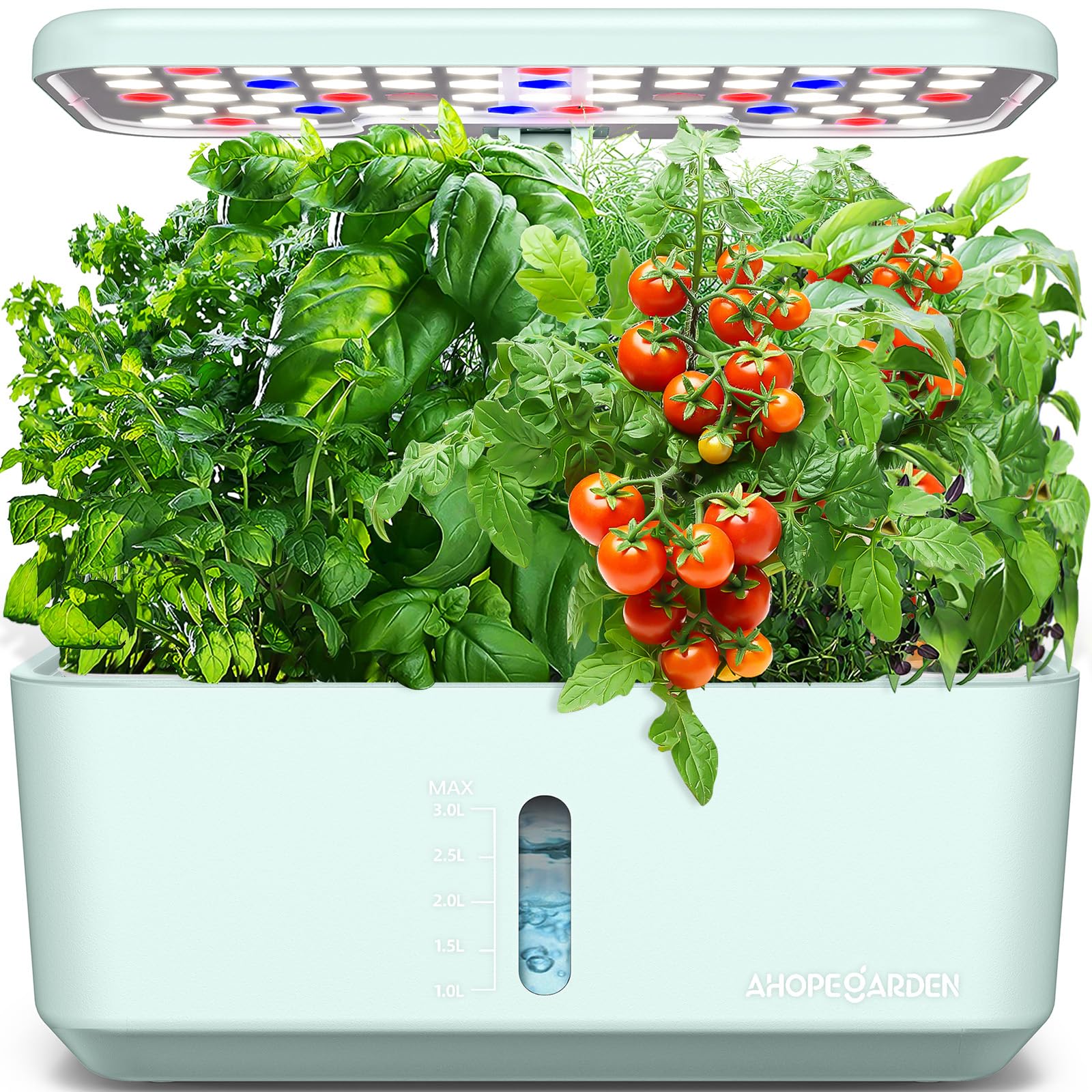 Ahopegarden Indoor Garden Hydroponics Growing System: 10 Pods Kit with LED