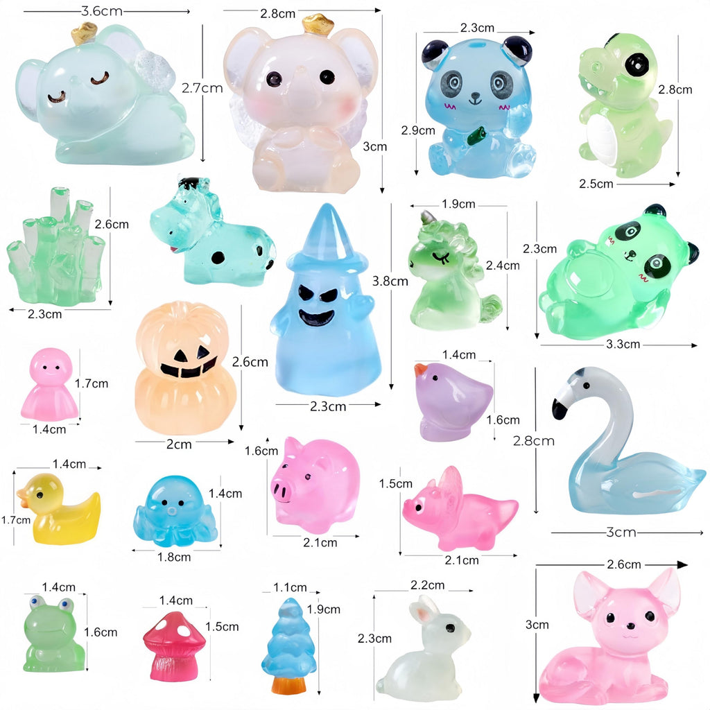 ElpizoFos 130pcs Various Luminous Mini Resin Animal Fairy Garden Miniature