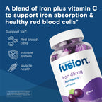 Bariatric Fusion Iron Supplement for Women Anemia | Chewable Iron with Vitamin C | Grape Flavored Soft Chew | Gentle on Stomach Ferrous Fumarate for Women and Men | Gluten Free | 60 Count