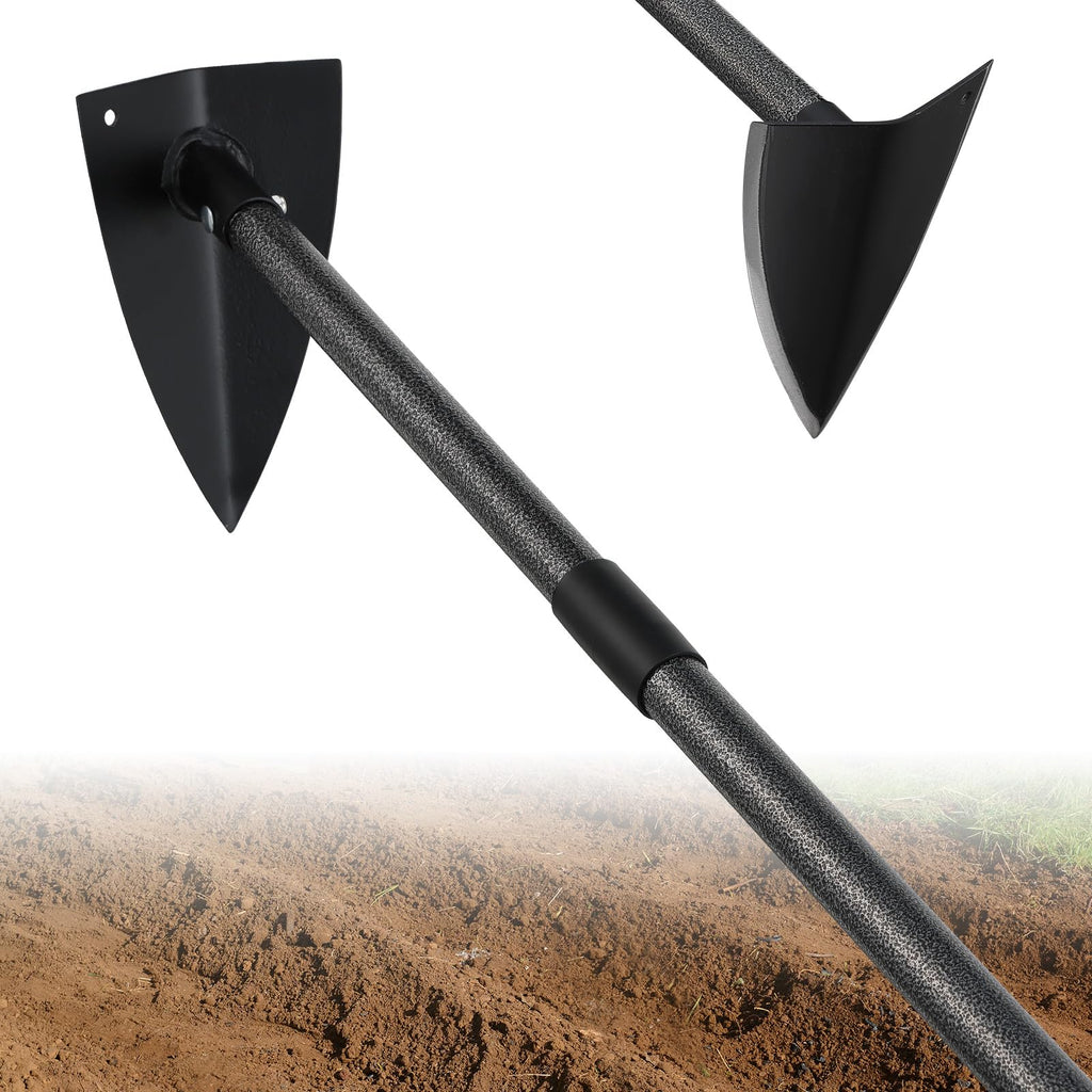 EUIJOIP Garden Hoe 71 Inch Long Handle, Heavy Duty Trenching Hoe with Sharp Edge Blade, Triangle Weeding Hoe for Weeds Removal, Cultivating, Digging, Loosen Soil, Landscaping