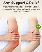 KEMFORD Compression Lymphedema Arm Sleeves for Women – 15-20 mmHg, Silicone Grip, 1 Pair, Beige, S/M – Medical Full Arm Support for Swelling, Circulation & Edema