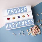 BONNYCO Blue Cinema Light Box with 400 Letters, Emojis and 2 Markers, USB