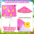 JcHrmers Summer Goose Outfit Porch Goose Raincoat Outfits 23" Yard Geese Rain Jacket with Hat Umbrella Duck for Geese Statue Outdoor Lawn Garden Patio Decor (Pink)