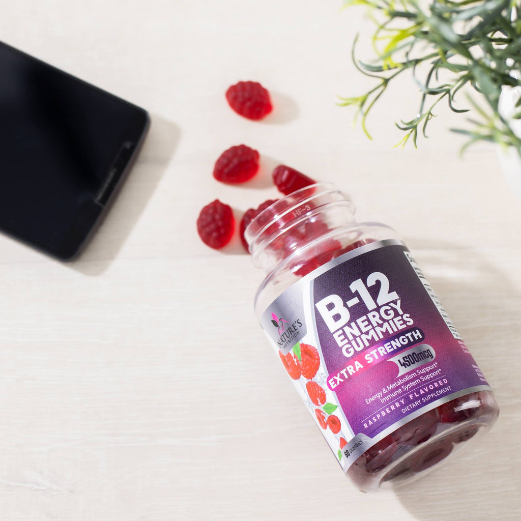 B12 Energy Gummies - 4500 mcg Per Serving Extra Strength Vitamin B12 Chewables - Dietary Supplement for Energy Metabolism & Immune Support - For Women, Men, & Kids - Natural, Berry Flavor - 120 Count