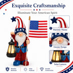 Nacome Solar Patriotic Gnomes Statues with Flag for Garden Decor