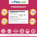 FineLand Pomegranate Extract 20:1, 40% Ellagic Acid Standardized, Antioxidant Supplement for Cellular & DNA Health, 120 Veg Capsules, 4-Month Supply