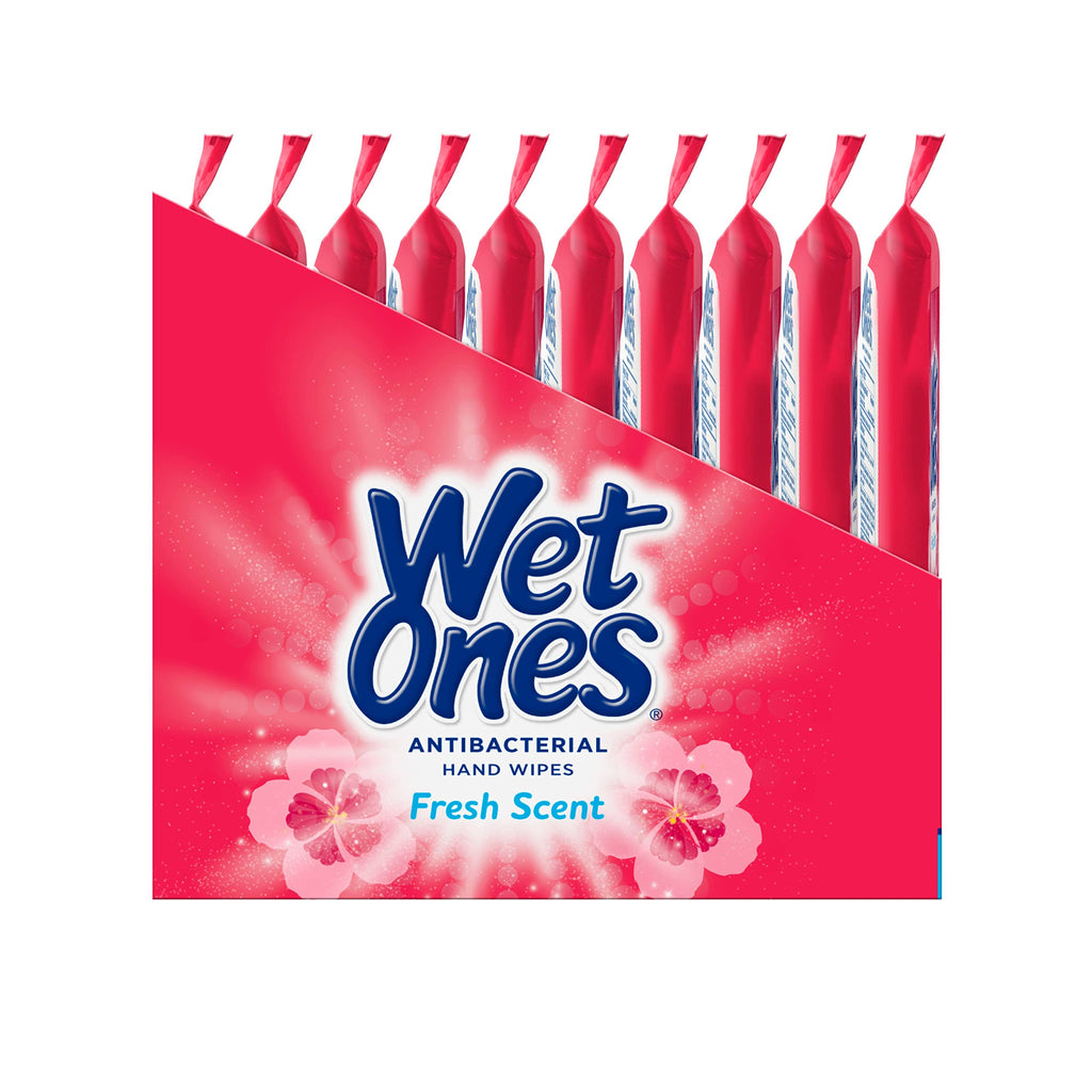 Wet Ones Antibacterial Hand Wipes, Fresh Scent, 20 Wipes (Pack of 10)